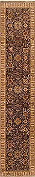 Tabriz Brown Runner Hand Knotted 2'7" X 12'8"  Area Rug 250-22455