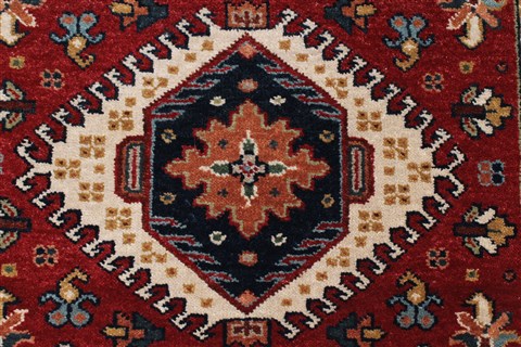 Karajeh Red Runner Hand Knotted 26 X 120 Area Rug 250-22457 Image 2