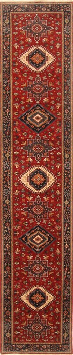 Karajeh Red Runner Hand Knotted 26 X 120 Area Rug 250-22457 Image 0