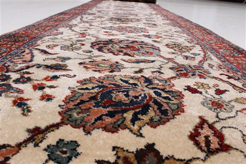 Tabriz Beige Runner Hand Knotted 27 X 122 Area Rug 250-22478 Image 2
