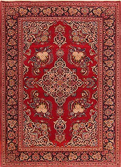 Kashan Red Hand Knotted 4'7" X 6'3"  Area Rug 100-22494