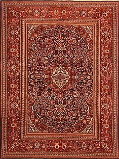 Kashan Red Hand Knotted 4'10" X 6'5"  Area Rug 100-22496