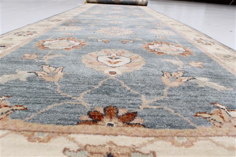 Chobi Blue Runner Hand Knotted 27 X 131 Area Rug 250-22498 Image 2