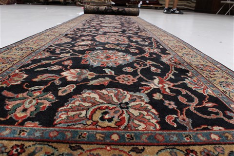 Tabriz Blue Runner Hand Knotted 25 X 116 Area Rug 250-22507 Image 2