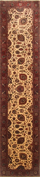 Tabriz Beige Runner Hand Knotted 28 X 1110  Area Rug 250-22514 Image 0