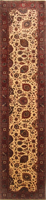 Tabriz Beige Runner Hand Knotted 28 X 1110 Area Rug 250-22515 Image 0
