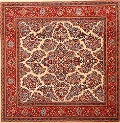 Sarouk Red Hand Knotted 6'5" X 6'7"  Area Rug 100-22555