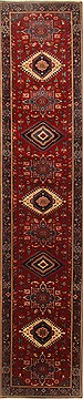 Karajeh Red Runner Hand Knotted 2'6" X 11'9"  Area Rug 250-22557