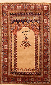 Tabriz Red Hand Knotted 3'7" X 5'10"  Area Rug 100-22559