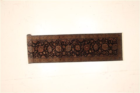 Tabriz Black Runner Hand Knotted 27 X 119 Area Rug 250-22562 Image 1