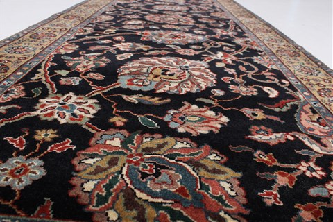 Tabriz Black Runner Hand Knotted 27 X 119 Area Rug 250-22562 Image 3