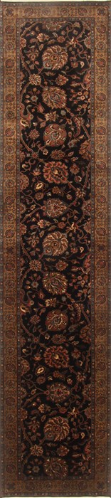 Tabriz Black Runner Hand Knotted 27 X 119 Area Rug 250-22562 Image 0