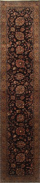Indian Tabriz Black Runner 10 to 12 ft Wool Carpet 22562