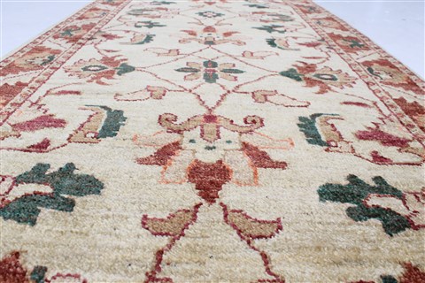 Pishavar Beige Runner Hand Knotted 25 X 97 Area Rug 250-22572 Image 3