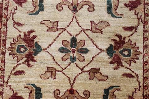 Pishavar Beige Runner Hand Knotted 25 X 97 Area Rug 250-22572 Image 5