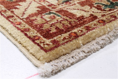 Pishavar Beige Runner Hand Knotted 25 X 97 Area Rug 250-22572 Image 7