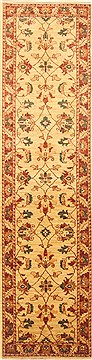 Pakistani Pishavar Beige Runner 10 to 12 ft Wool Carpet 22572