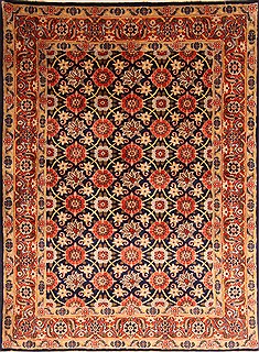 Persian Varamin Orange Rectangle 5x7 ft Wool Carpet 22581