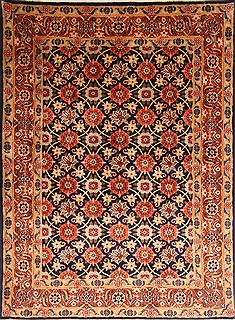 Varamin Orange Hand Knotted 4'9" X 6'6"  Area Rug 100-22581