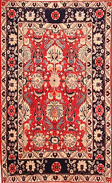 Varamin Red Hand Knotted 4'7" X 7'6"  Area Rug 100-22583
