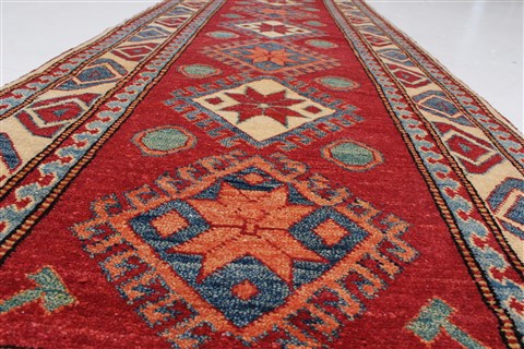 Kazak Red Runner Hand Knotted 26 X 94 Area Rug 250-22588 Image 2