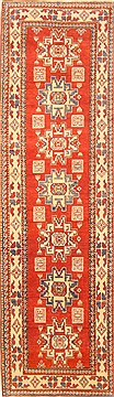 Pakistani Kazak Red Runner 6 to 9 ft Wool Carpet 22588