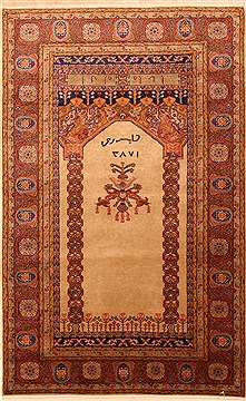 Romania Tabriz Yellow Rectangle 4x6 ft Wool Carpet 22597