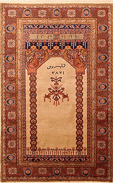 Tabriz Brown Hand Knotted 3'7" X 5'8"  Area Rug 100-22603