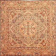 Persian Kerman Brown Square 7 to 8 ft Wool Carpet 22606