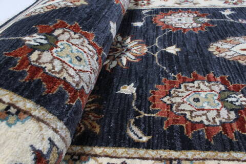 Ziegler Black Runner Hand Knotted 26 X 102  Area Rug 250-22618 Image 4