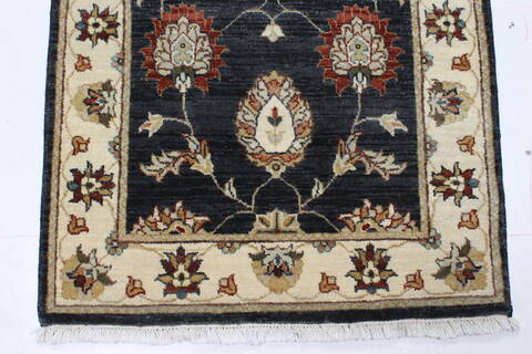 Ziegler Black Runner Hand Knotted 26 X 102  Area Rug 250-22618 Image 9
