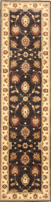 Ziegler Black Runner Hand Knotted 26 X 102  Area Rug 250-22618 Image 0