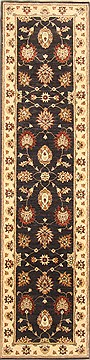 Ziegler Black Runner Hand Knotted 2'6" X 10'2"  Area Rug 250-22618