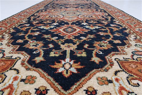 Serapi Blue Runner Hand Knotted 27 X 99 Area Rug 250-22619 Image 12
