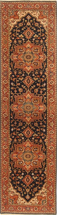Serapi Blue Runner Hand Knotted 27 X 99 Area Rug 250-22619 Image 0