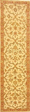 Pakistani Chobi Beige Runner 10 to 12 ft Wool Carpet 22638