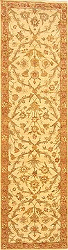 Pakistani Chobi Beige Runner 10 to 12 ft Wool Carpet 22638