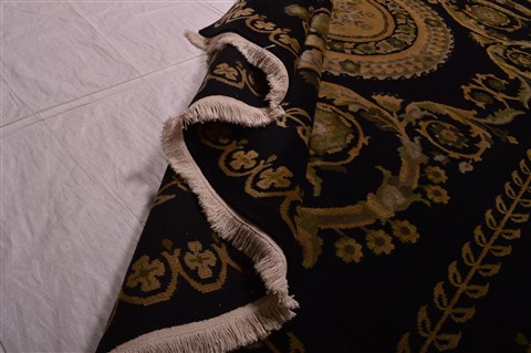 Indo-Tibetan Black Hand Knotted 80 X 100 Area Rug 100-22646 Image 6