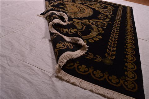 Indo-Tibetan Black Hand Knotted 80 X 100 Area Rug 100-22646 Image 7