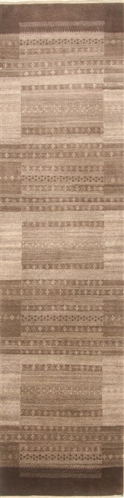 Modern Brown Runner Hand Knotted 26 X 911 Area Rug 250-22652 Image 0