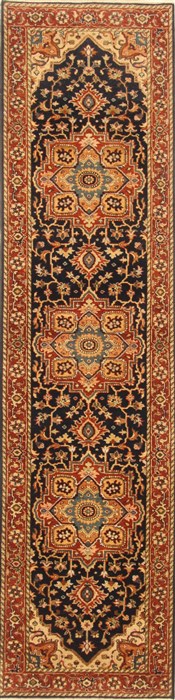 Serapi Blue Runner Hand Knotted 27 X 100 Area Rug 250-22656 Image 0