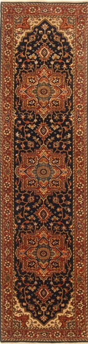 Serapi Blue Runner Hand Knotted 27 X 910  Area Rug 250-22663 Image 0