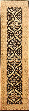 Pakistani Chobi Black Runner 10 to 12 ft Wool Carpet 22667