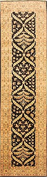 Chobi Black Runner Hand Knotted 2'9" X 10'4"  Area Rug 250-22667