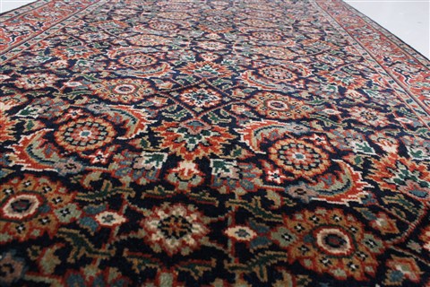 Agra Blue Runner Hand Knotted 28 X 100 Area Rug 250-22669 Image 3