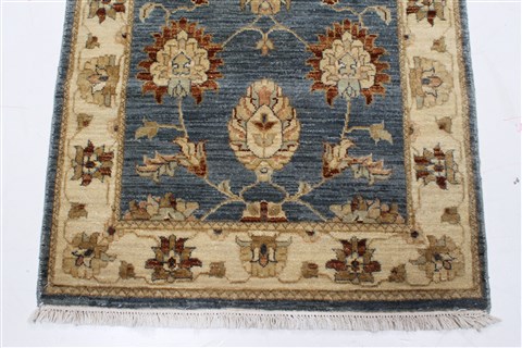 Pishavar Blue Runner Hand Knotted 26 X 101 Area Rug 250-22672 Image 10