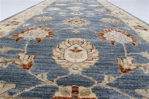 Pishavar Blue Runner Hand Knotted 26 X 101 Area Rug 250-22672 Image 7