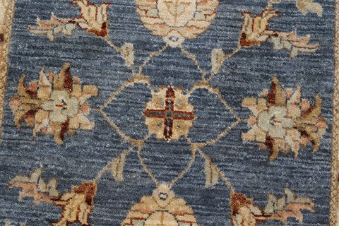 Pishavar Blue Runner Hand Knotted 26 X 101 Area Rug 250-22672 Image 9