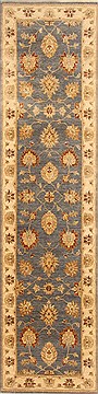 Pakistani Pishavar Blue Runner 10 to 12 ft Wool Carpet 22672