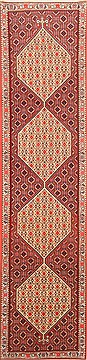 Sanandaj Red Runner Hand Knotted 2'5" X 9'11"  Area Rug 250-22676